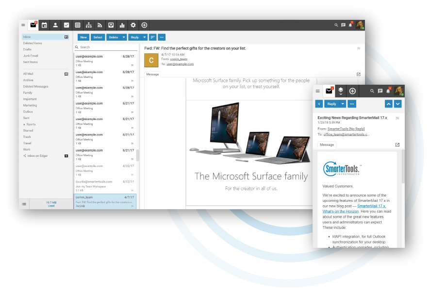 Smartermail Webmail interface
